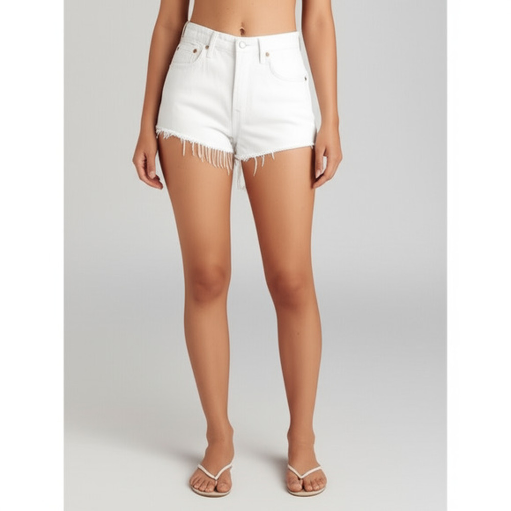 Levi's White Shorts 501 Frayed Hem Distressed Casual Size W30